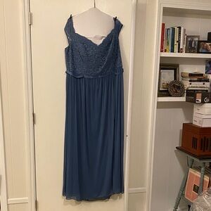 David's Bridal Elegant Blue Lace Gown